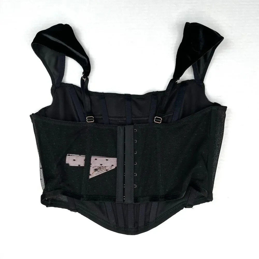 Victoria Secret Dream Angels Black Velvet Corset Top M Coquette Whimsygoth NWT